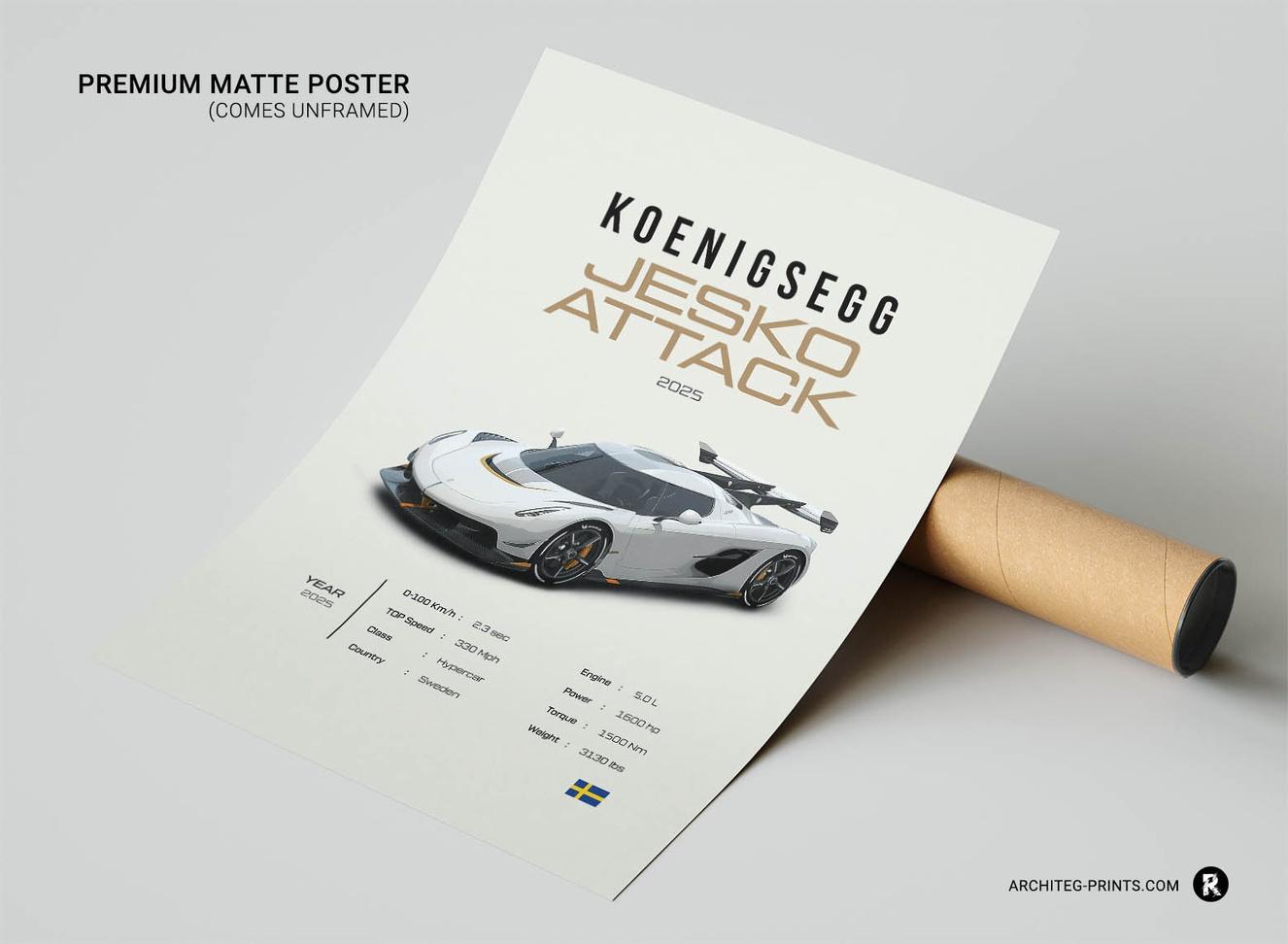 2025 Koenigsegg Jesko Attack - Sport Car Poster | Architeg Prints